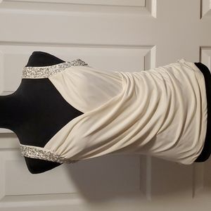 WHBM sleeveless ivory cream & silver sequined top